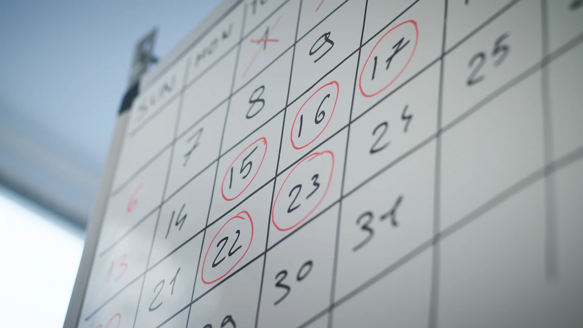 Calendar with highlighted dates, emphasizing planning and scheduling in the context of addiction treatment and recovery progress.